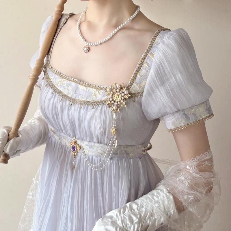 Women'S Green Formal Wear - 手作りのレジェンシー・エンパイアウエスト・ロリータドレス、女性用ヴィンテージグリーンビーズレースフォーマルドレス、原宿風エレガントなパーティーウェア、シックなレトロドレス