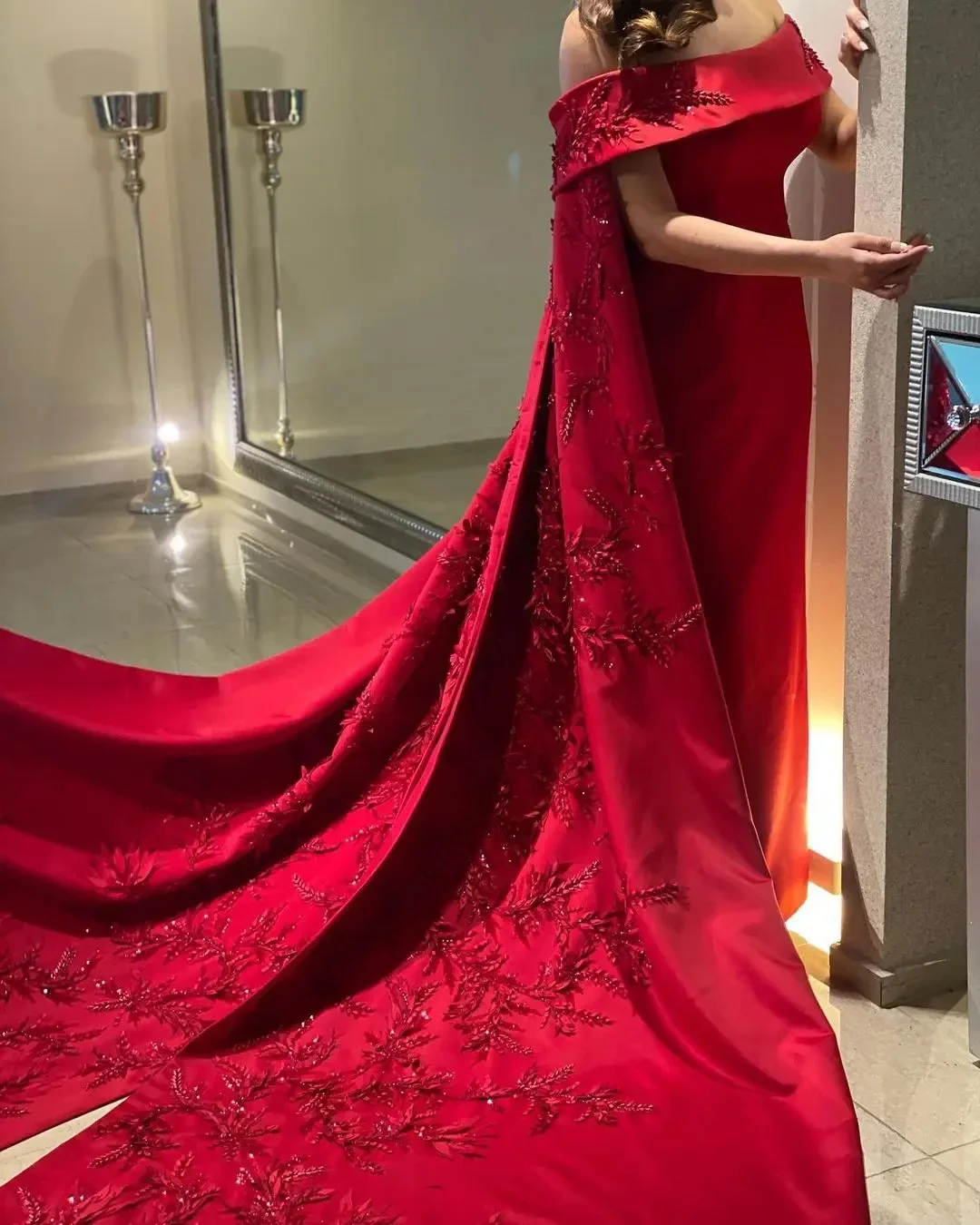 Women Formal Wear Dress - カスタマイズされたアンクル丈シースドレス、イブニングパーティー、レディースウェア、ビーズアップリケ、ロングラップ、プロムドレス、ジッパーバック、ベスティドス