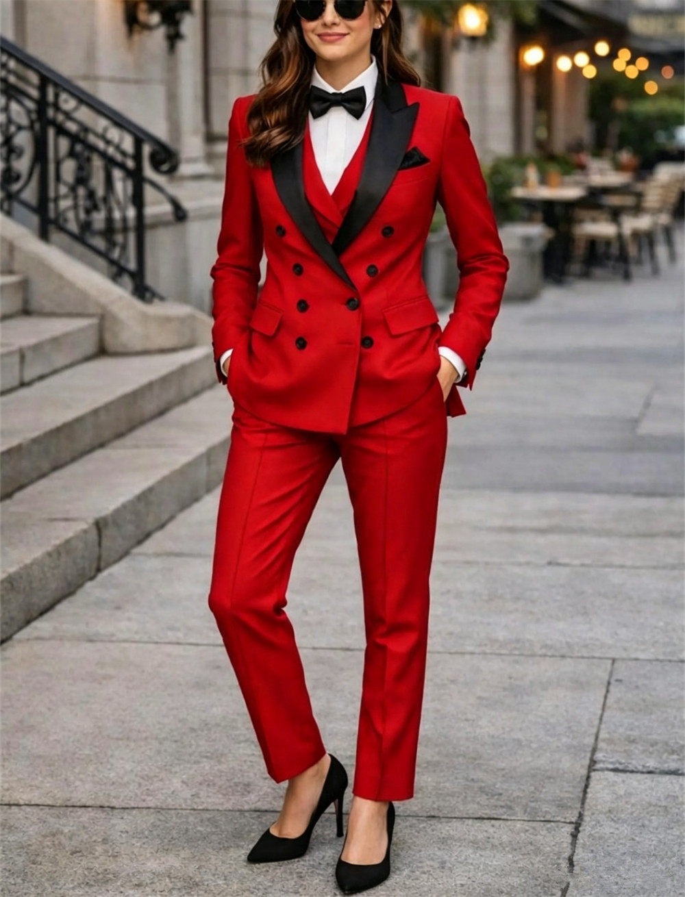 Women Formal Wear Vest - ダブルブレストの女性用スーツ 3 ピース テーラーメイド ペイントスーツ 女性用スーツ