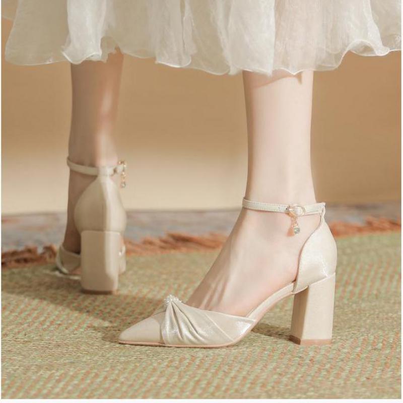 Women'S Formal Wear For Wedding - 女性のためのベージュの結婚式の靴,先のとがったつま先,中空のハイヒール,サイズ30-44