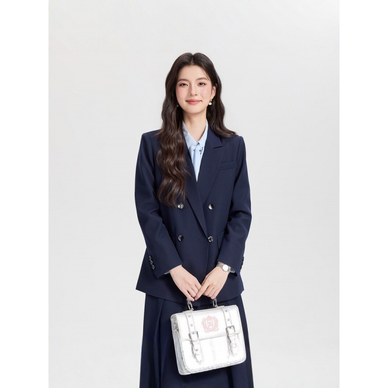 Women Formal Wear Korean - ネイビーブルーのダブルブレストレディースビジネススーツ2026新作通勤面接フォーマルウェア高級韓国風スーツ