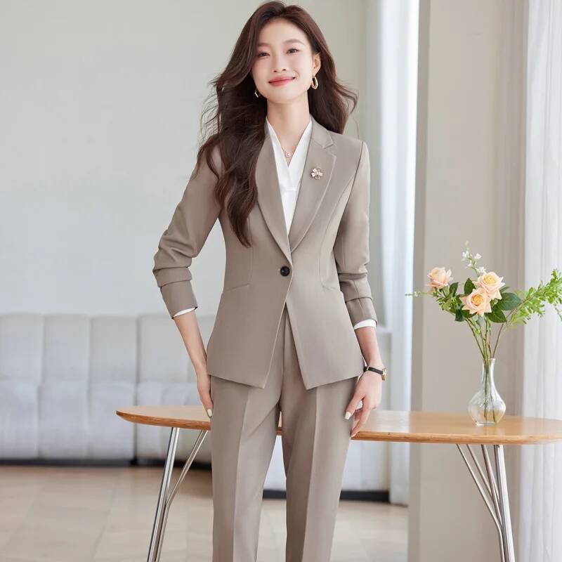 秋冬フォーマル制服スタイルパンツスーツ、パンツとジャケット付 - Formal Winter Wear Women Jacket のレビューと価格