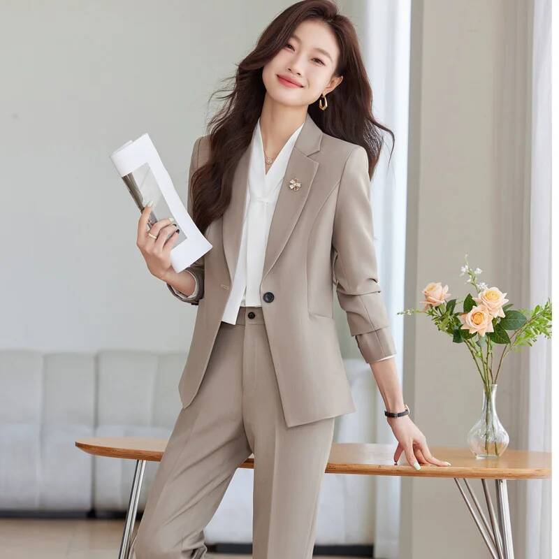 秋冬フォーマル制服スタイルパンツスーツ、パンツとジャケット付 - Formal Winter Wear Women Jacket のレビューと価格