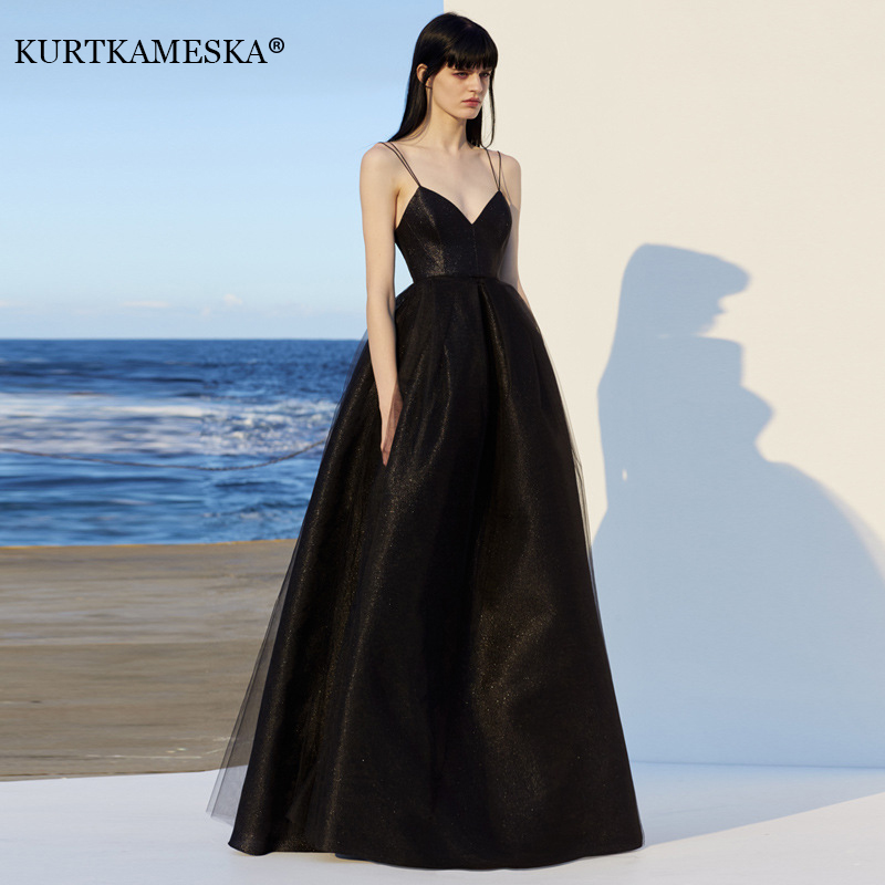 スパゲッティストラップ付きイブニングロングドレス,エレガント - Women Formal Wear Dress のレビューと価格