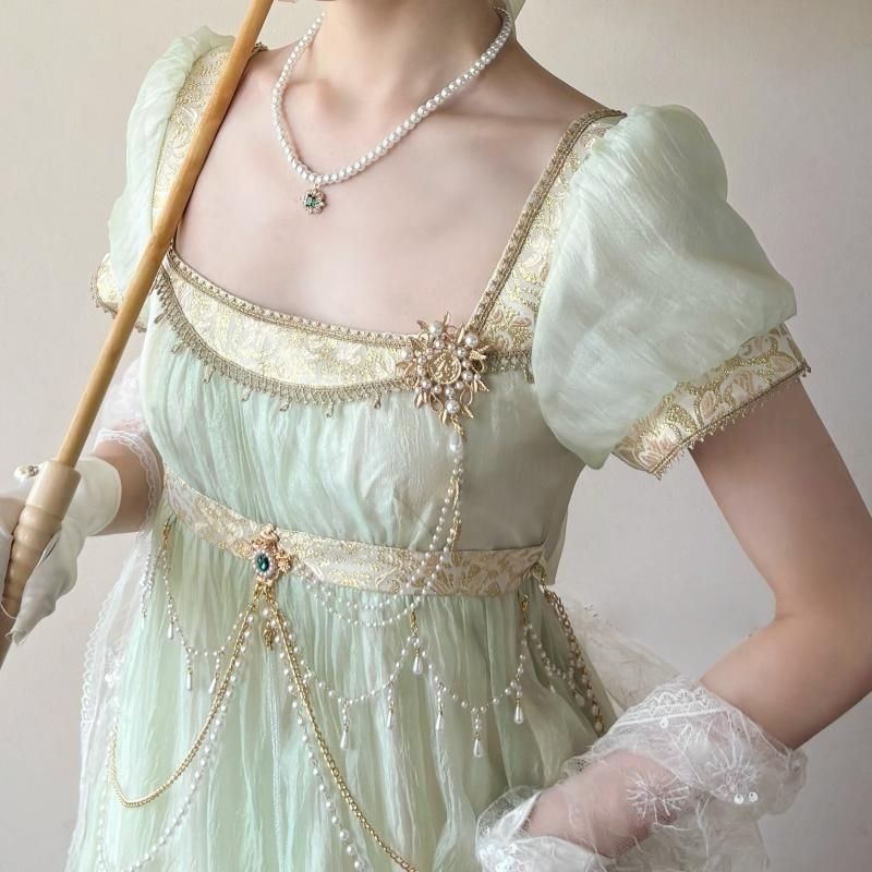 手作りのレジェンシー・エンパイアウエスト・ロリータドレス、女 - Women'S Green Formal Wear のレビューと価格