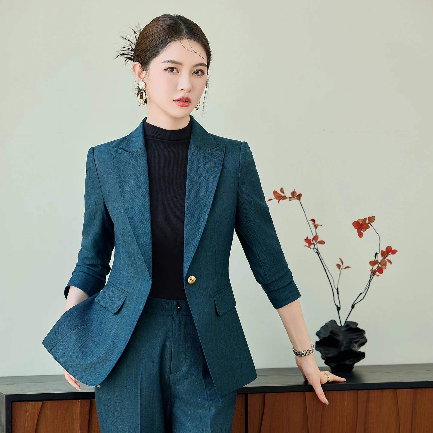 秋冬フォーマル女性ビジネススーツパンツとジャケット付きコート - Formal Winter Wear Women Jacket のレビューと価格