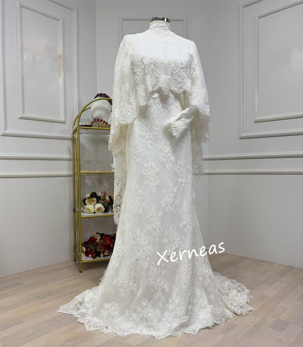 カスタマイズされたレースハイカラートランペットフロアレングス - Women Formal Wear Dress のレビューと価格