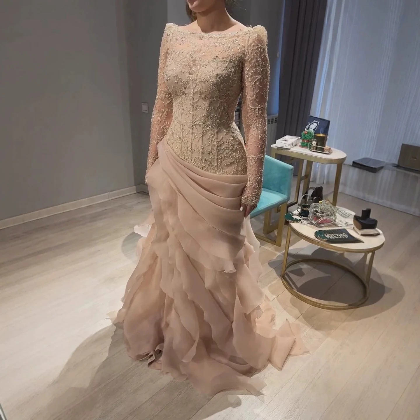    イリュージョンマーメイドイブニングドレス 長袖 レー - Formal Gala Wear Women のレビューと価格