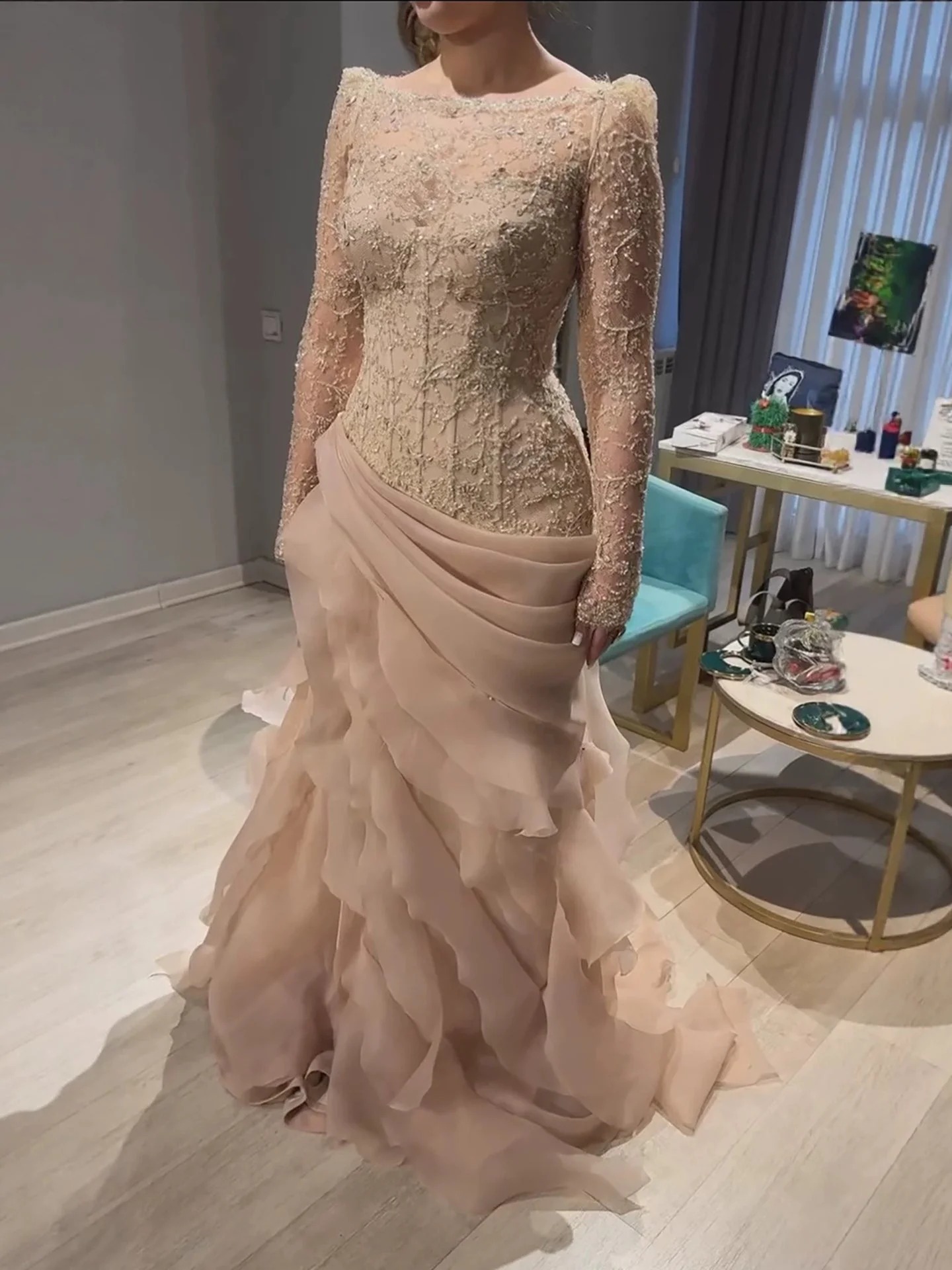    イリュージョンマーメイドイブニングドレス 長袖 レー - Formal Gala Wear Women のレビューと価格