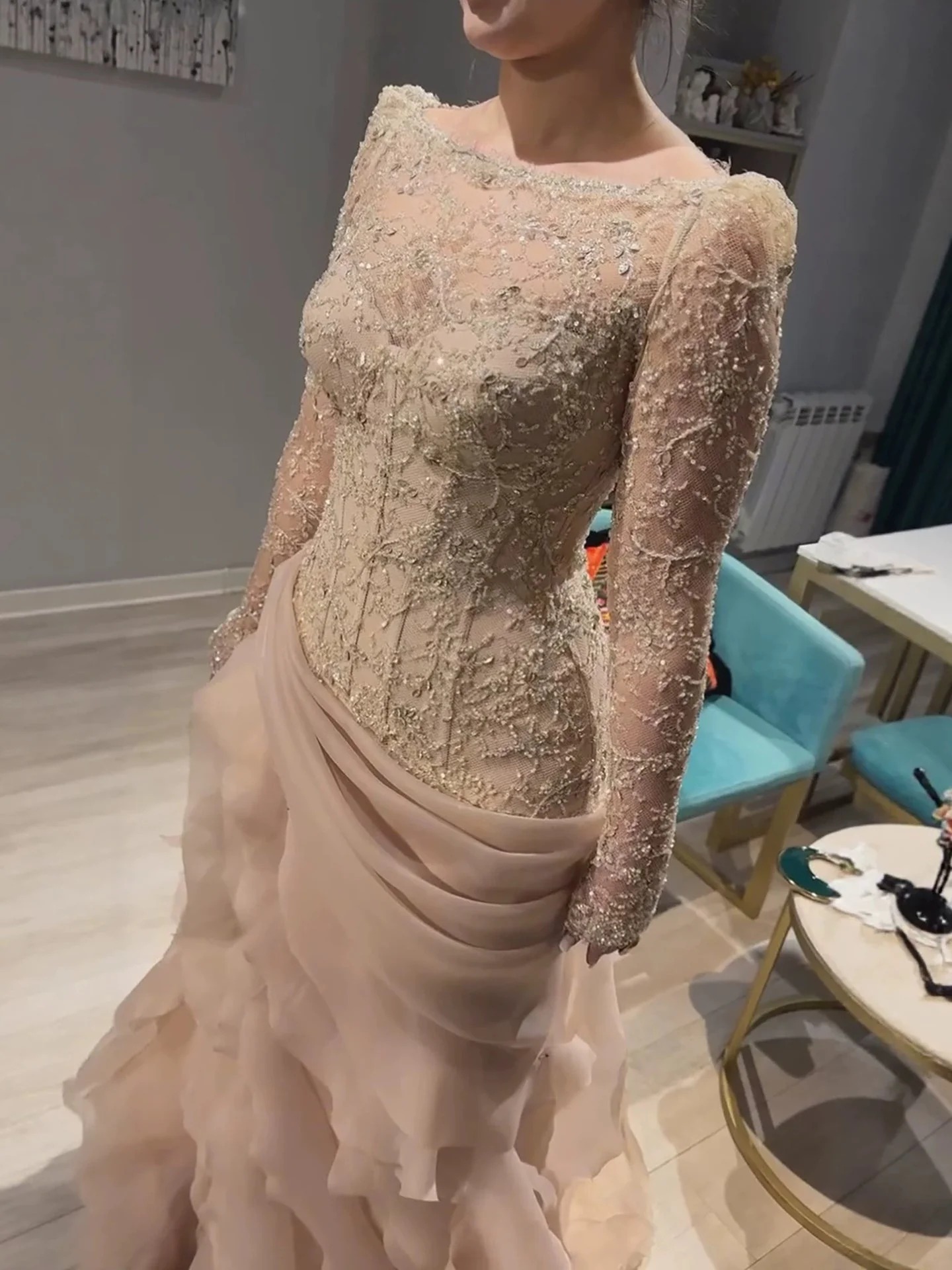    イリュージョンマーメイドイブニングドレス 長袖 レー - Formal Gala Wear Women のレビューと価格