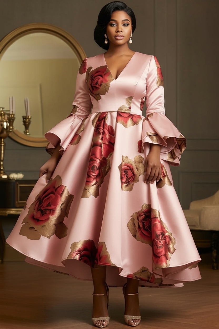 ファッショナブルでエレガントなプラスサイズサテンイブニングド - Women Formal Wear Dress のレビューと価格