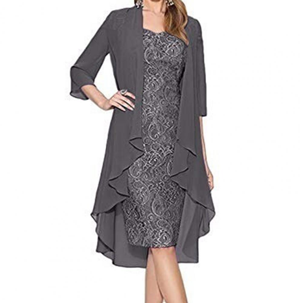 フォーマルドレスセット女性衣装エレガントな花柄レースヴィンテ - Women Formal Wear Dress のレビューと価格