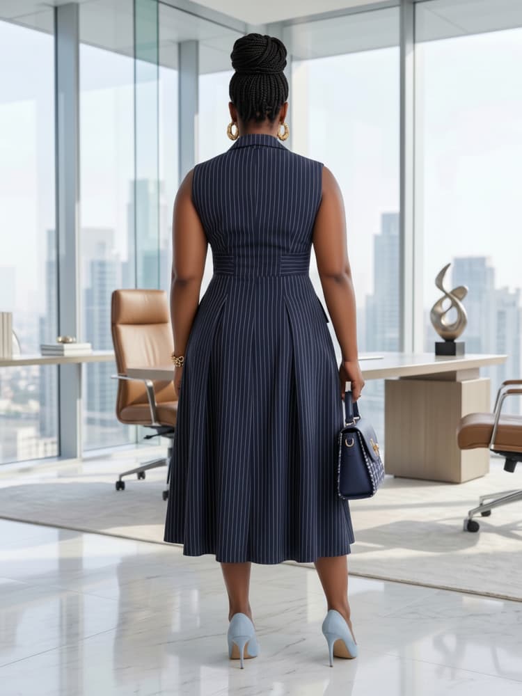 プラスサイズ ラペル ノースリーブ ダブルブレスト ミディド - Women Formal Wear Dress のレビューと価格