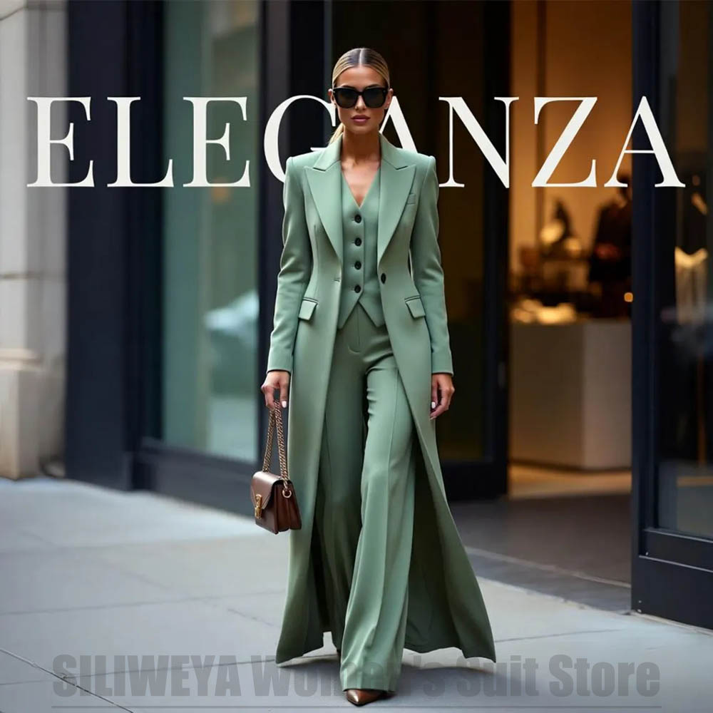 シックなレディーススーツ3点セット、ピークドラペル、ワンボタ - Women Formal Wear Blazers のレビューと価格