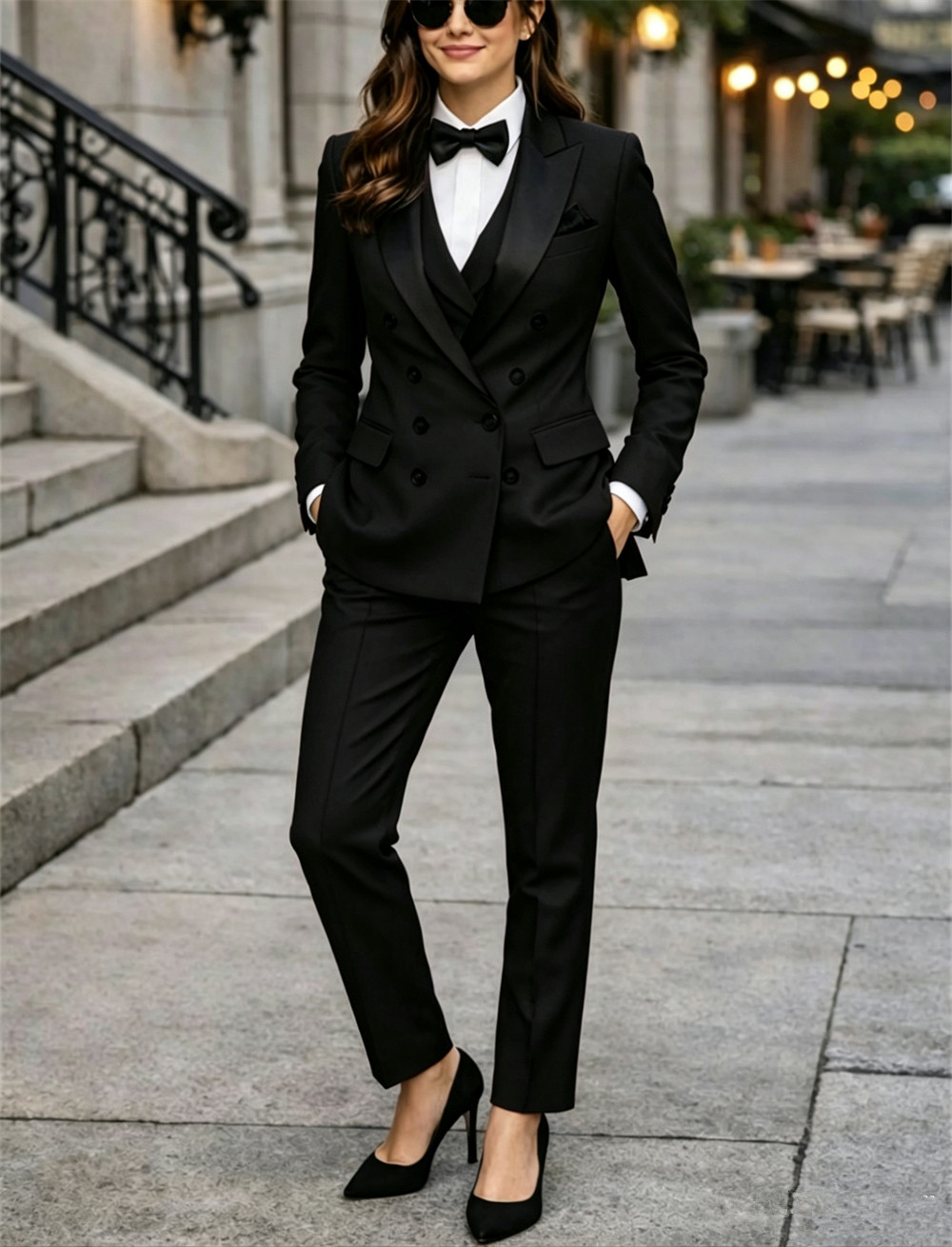 ダブルブレストの女性用スーツ 3 ピース テーラーメイド ペ - Women Formal Wear Vest のレビューと価格