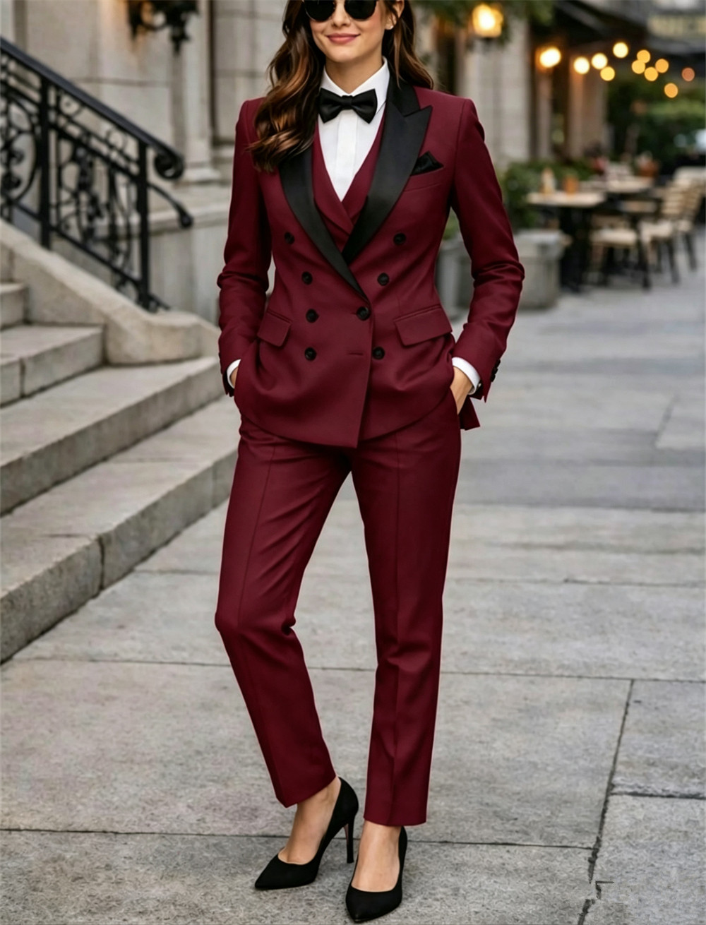 ダブルブレストの女性用スーツ 3 ピース テーラーメイド ペ - Women Formal Wear Vest のレビューと価格