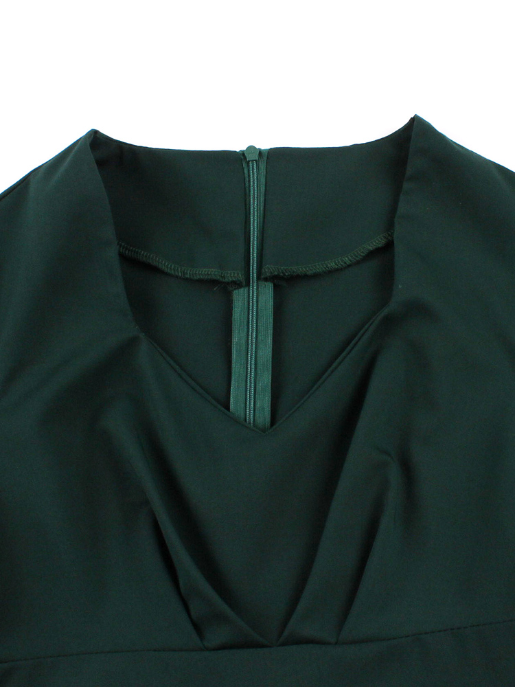 Tonval 恋人ネックシャーリングハイウエストスイングドレ - Women'S Green Formal Wear のレビューと価格