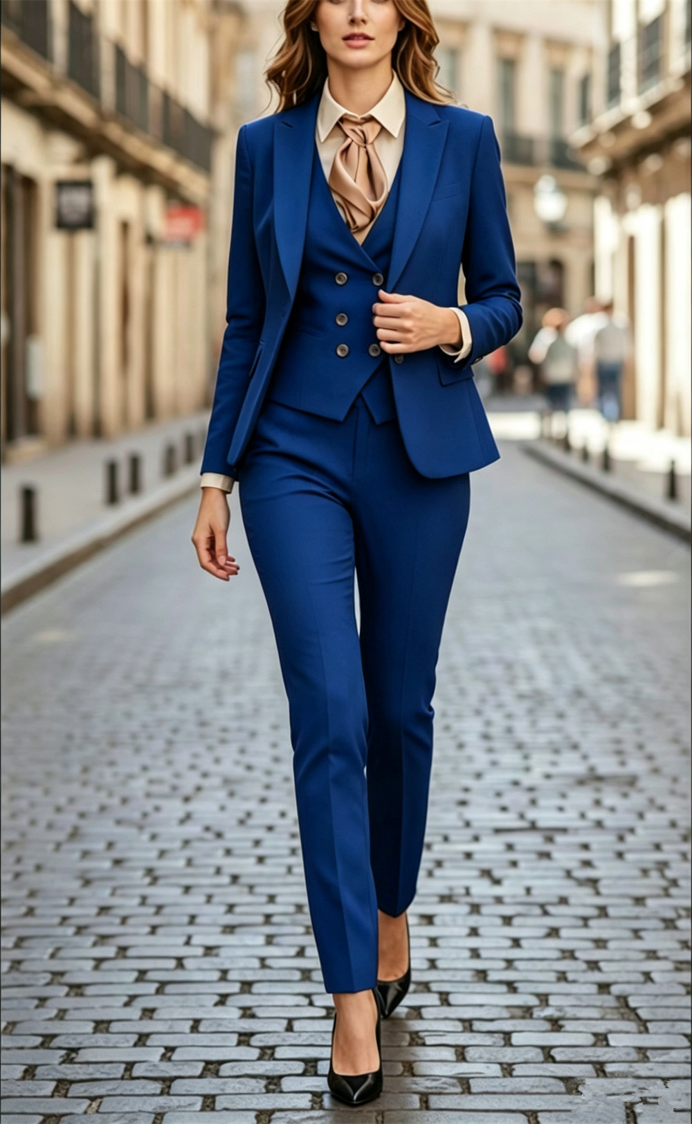 女性用ブラック3ピーススーツセット高級仕立てブレザーベストと - Women Formal Wear Vest のレビューと価格