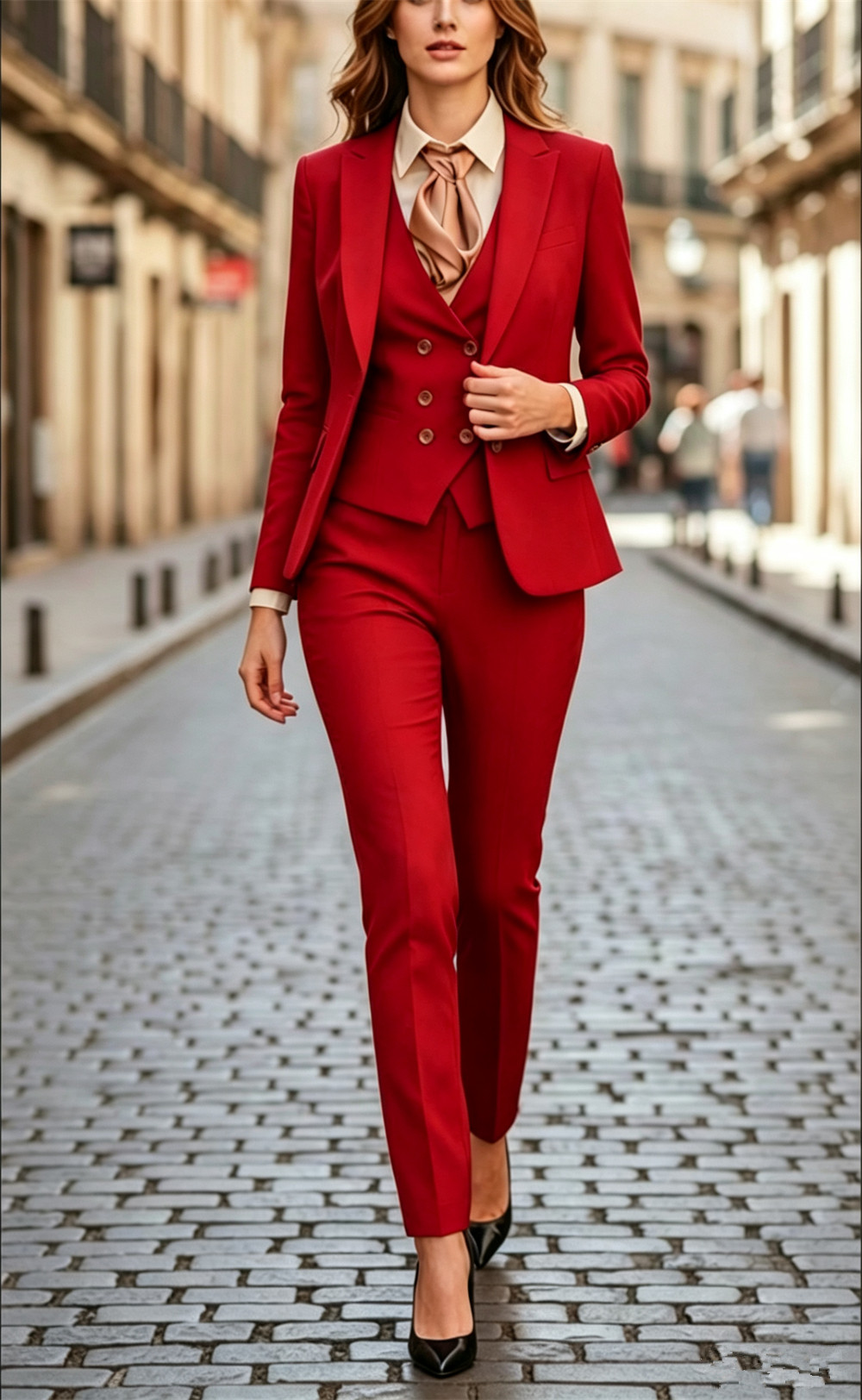 女性用ブラック3ピーススーツセット高級仕立てブレザーベストと - Women Formal Wear Vest のレビューと価格