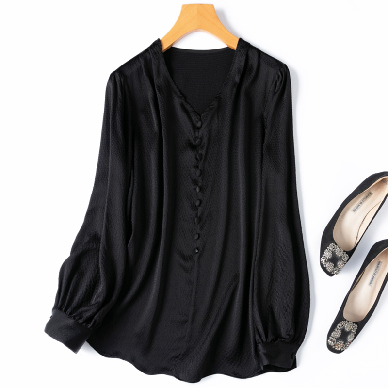 レディースシルクブラウス 93%桑絹 7%スパンデックス 1 - Silk Blouse Button のレビューと価格