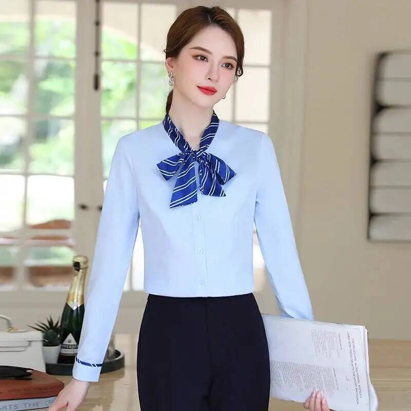 フォーマルでエレガントなスタイルの長袖ブラウス、シャツ、オフ - Women Formal Wear For Interview のレビューと価格