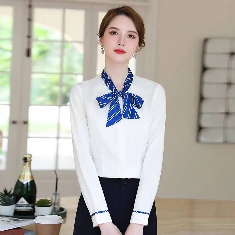 フォーマルでエレガントなスタイルの長袖ブラウス、シャツ、オフ - Women Formal Wear For Interview のレビューと価格
