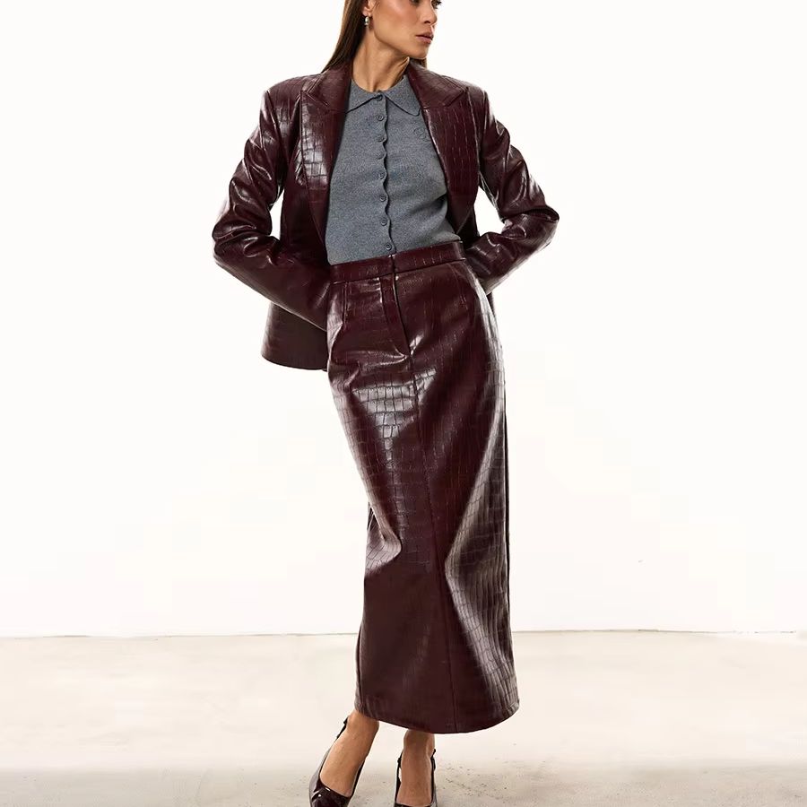 IG レディース バーガンディ クロコダイル柄 フェイクレザ - Formal Women'S Wear のレビューと価格