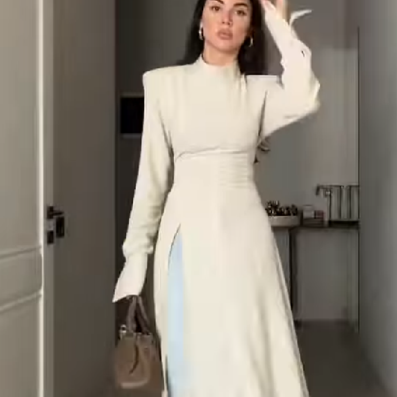 レディース エレガント ハイネック 長袖 マキシ丈ワンピース - Women'S Office Formal Wear For Ladies のレビューと価格