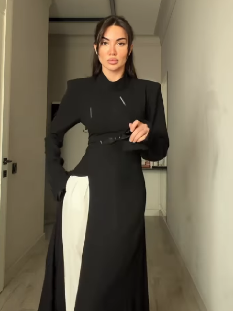 レディース エレガント ハイネック 長袖 マキシ丈ワンピース - Women'S Office Formal Wear For Ladies のレビューと価格