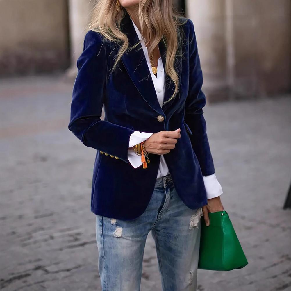ベルベット大サイズ女性プロムピークドラペルレディオフィスタキ - Women Formal Wear Blazers のレビューと価格