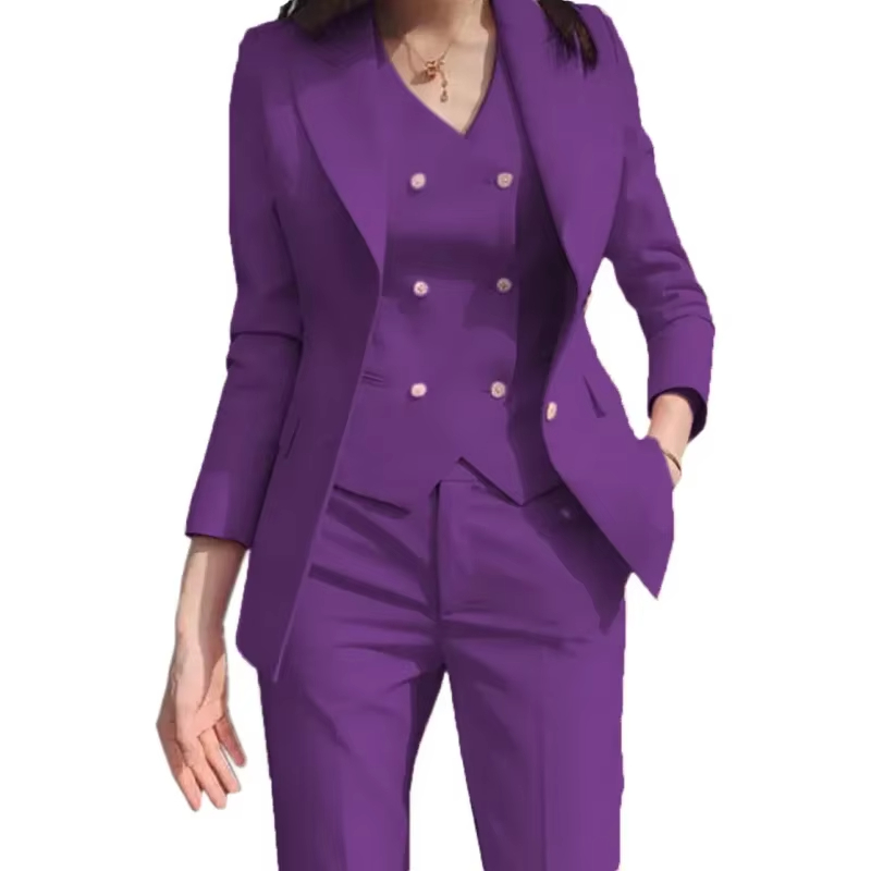 ファッションラグジュアリーローズピンクレディーススーツ3ピー - Women Formal Wear Vest のレビューと価格