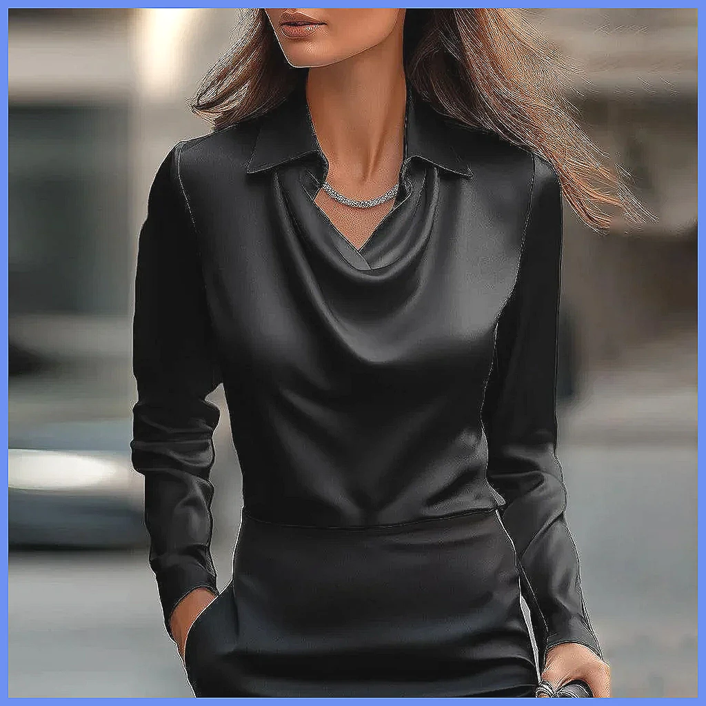 ヴィンテージサテンブラウス レディース 長袖 エレガントシル - Silk Blouse Button のレビューと価格