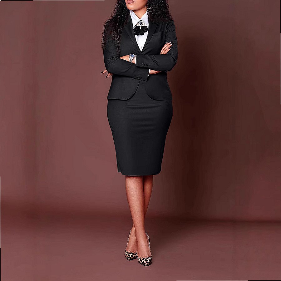 レディース ブレザー スーツ セット 長袖 ブレザー ペンシ - Women Formal Wear With Skirt のレビューと価格