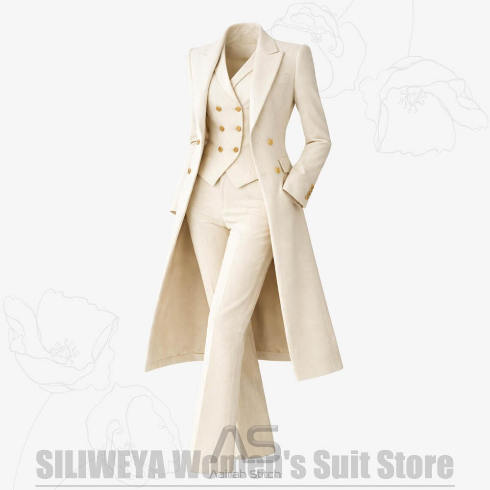 レディーススーツ 3ピース ダブルブレスト ロングコート ベ - Women Formal Wear Vest のレビューと価格