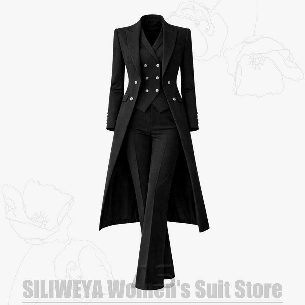 レディーススーツ 3ピース ダブルブレスト ロングコート ベ - Women Formal Wear Vest のレビューと価格