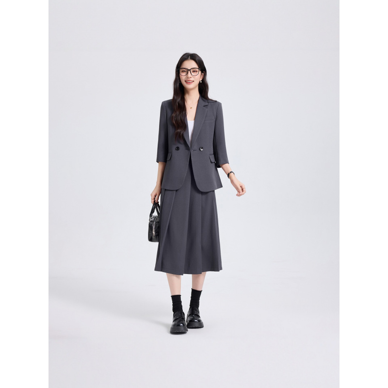 ネイビーブルーの女性用スーツセット、春と秋用、新しいプロフェ - Women'S Office Formal Wear For Ladies のレビューと価格