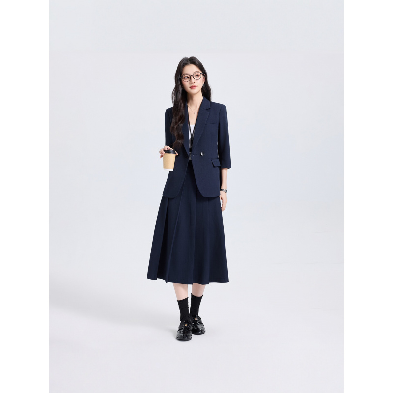 ネイビーブルーの女性用スーツセット、春と秋用、新しいプロフェ - Women'S Office Formal Wear For Ladies のレビューと価格