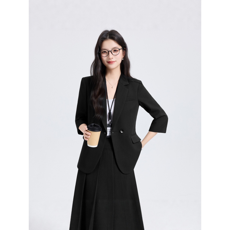 ネイビーブルーの女性用スーツセット、春と秋用、新しいプロフェ - Women'S Office Formal Wear For Ladies のレビューと価格