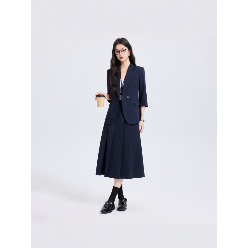 ネイビーブルーの女性用スーツセット、春と秋用、新しいプロフェ - Women'S Office Formal Wear For Ladies のレビューと価格