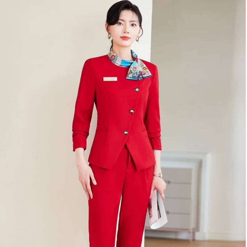プラスサイズのフォーマルでエレガントなスタイルのパンツスーツ - Women Formal Wear Blazers のレビューと価格