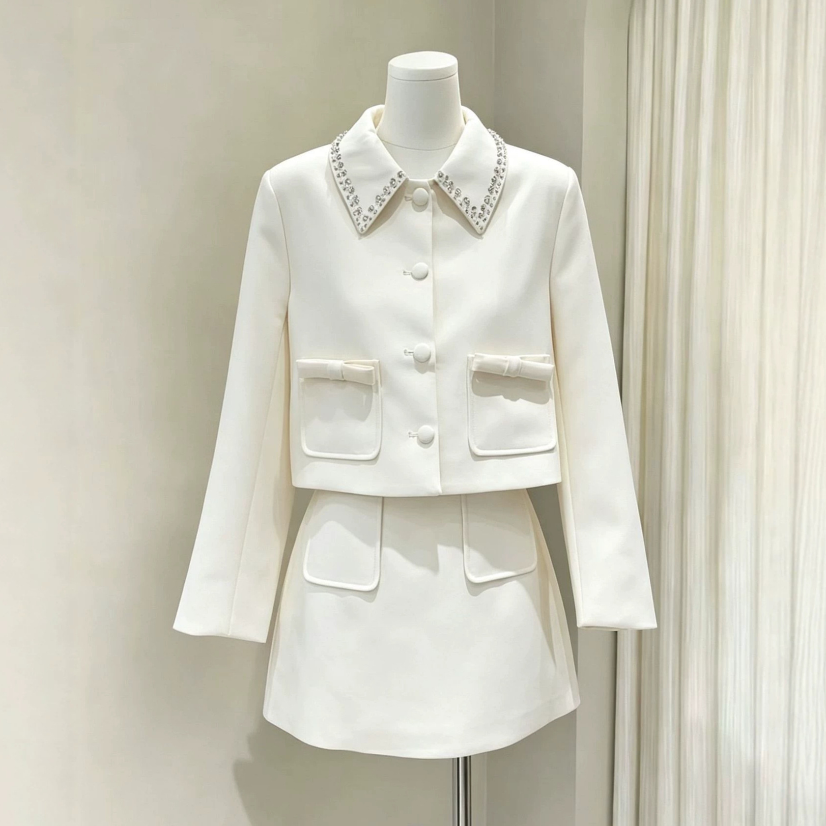 エレガントなスリムスカートのツーピースセット、無地のラペル付 - Women Formal Wear Korean のレビューと価格