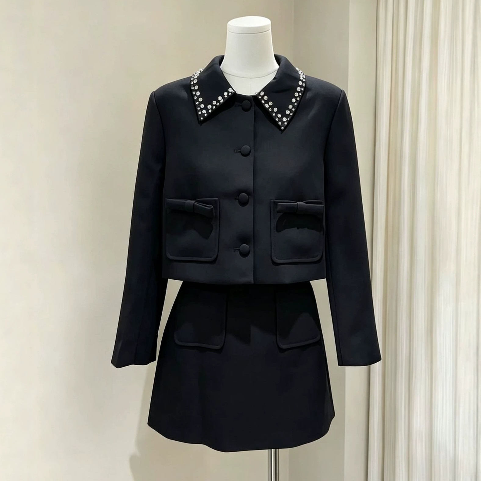 エレガントなスリムスカートのツーピースセット、無地のラペル付 - Women Formal Wear Korean のレビューと価格
