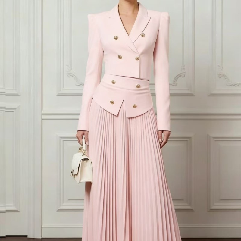 エレガントな気質の2ピースセット、ラペルボタンブレザーコート - Formal Women'S Wear のレビューと価格