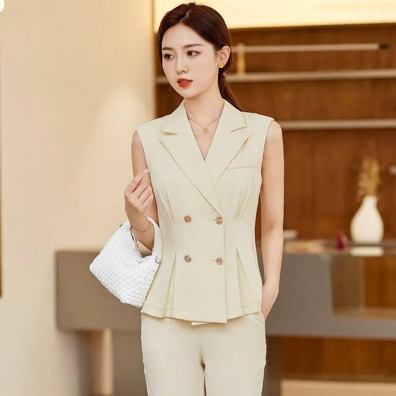 女性用エレガントなパンツスーツ、2ピースセットのパンツとベス - Women Formal Wear Vest のレビューと価格
