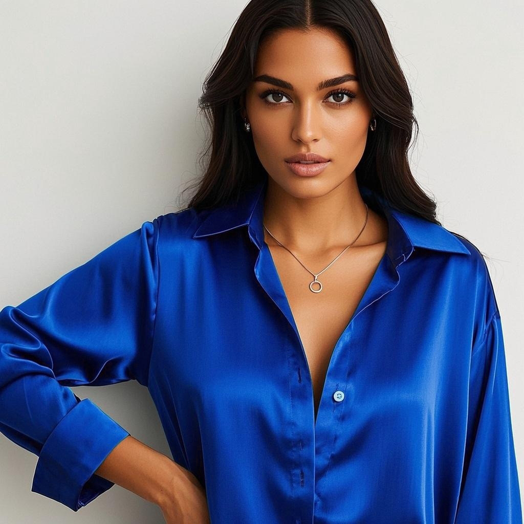 韓国オフィスレディトレンドカジュアルシャツエレガントなブラウ - Silk Blouse Button のレビューと価格